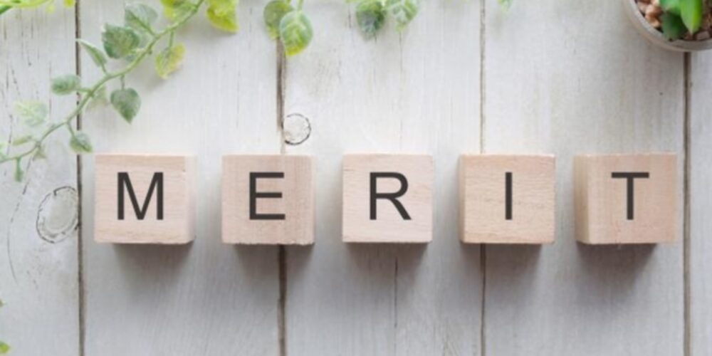 木のブロックで構成された「MERIT」